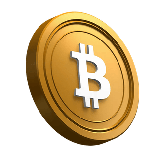 Gekippte Bitcoin BTC Münze als gestalterisches Element im Hero-Bereich
