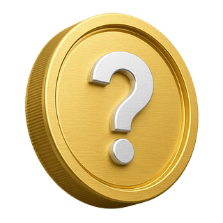 3D-Goldmünze mit Fragezeichen als gestalterisches Element auf der FAQ-Seite
